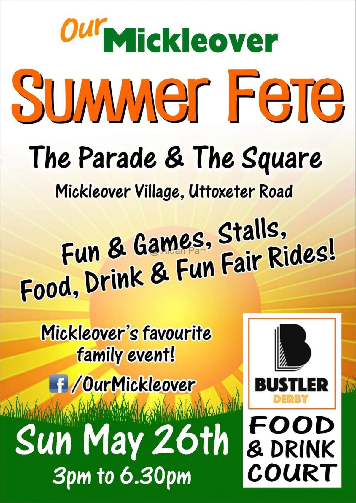 Mickleover Summer Fete 2024 – Sunday 26th May 2024